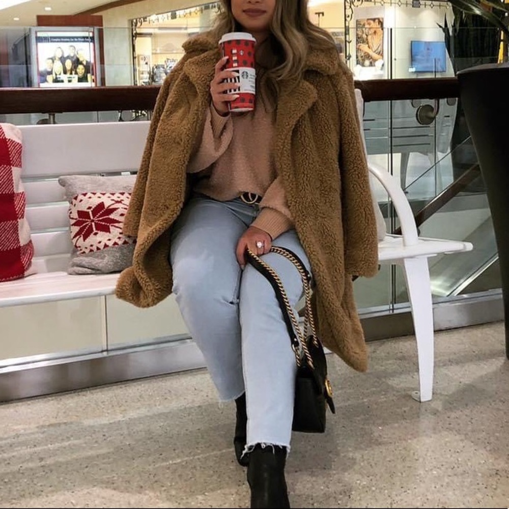 Uniqlo Fuzzy Coat In Camel Color - image 1